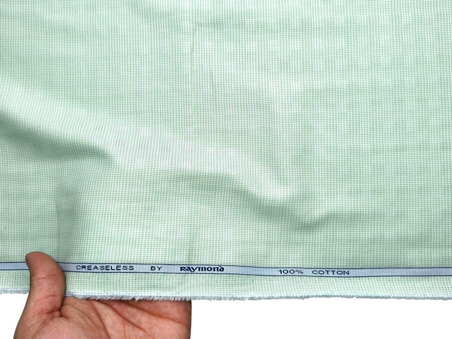 Raymond 100% Premium Cotton Shirting Fabric (Light Green, Patterned)