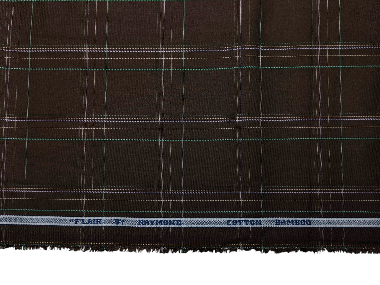 Raymond Cotton Bamboo Blended Premium Shirting Fabric (Coffee Brown,Offwhite & Green, Checks)