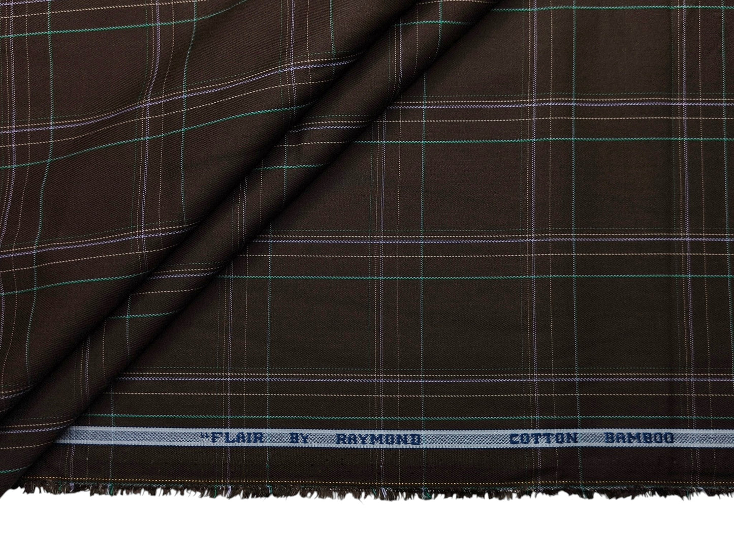 Raymond Cotton Bamboo Blended Premium Shirting Fabric (Coffee Brown,Offwhite & Green, Checks)