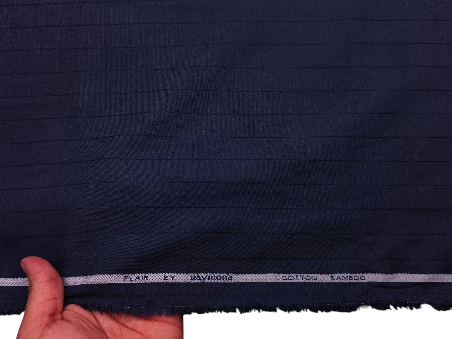 Raymond Cotton Bamboo Blended Premium Shirting Fabric (Navy Blue, Pinstripes)