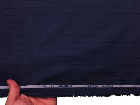 Raymond Cotton Bamboo Blended Premium Shirting Fabric (Navy Blue, Pinstripes)