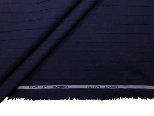 Raymond Cotton Bamboo Blended Premium Shirting Fabric (Navy Blue, Pinstripes)
