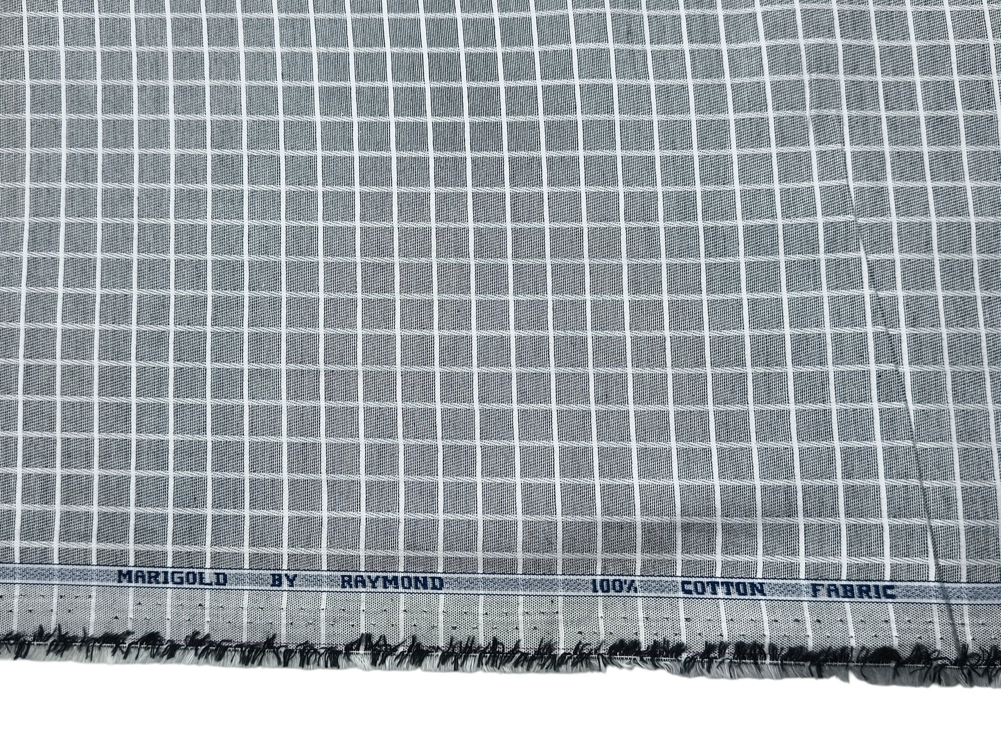 Raymond 100% Premium Cotton Shirting Fabric (Grey & White, Checks)