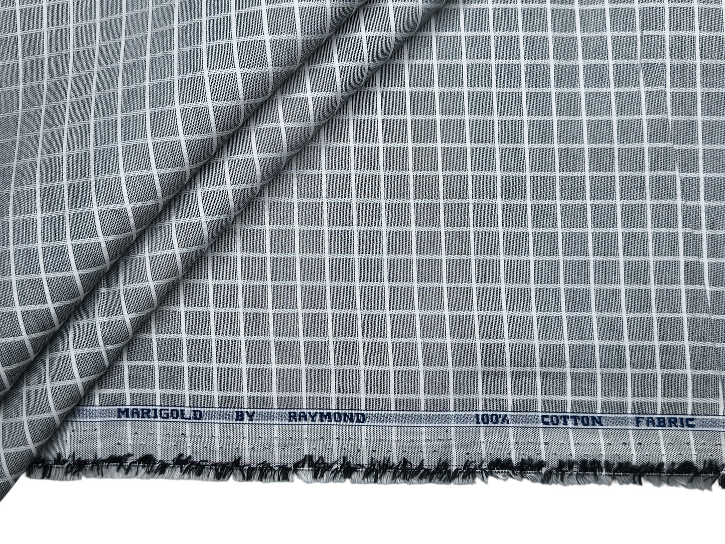Raymond 100% Premium Cotton Shirting Fabric (Grey & White, Checks)