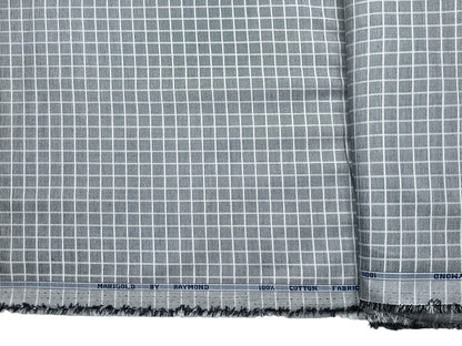 Raymond 100% Premium Cotton Shirting Fabric (Grey & White, Checks)