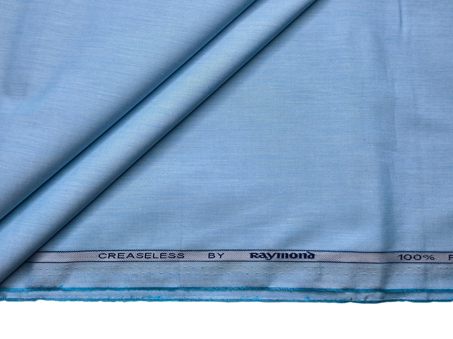 Raymond 100% Premium Cotton Shirting Fabric (Sky Blue, Plain)