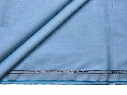 Raymond 100% Premium Cotton Shirting Fabric (Sky Blue, Plain)