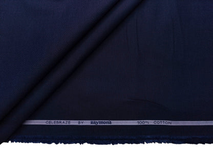 Raymond 100% Premium Cotton Shirting Fabric (Midnight Blue, Dobby Design)