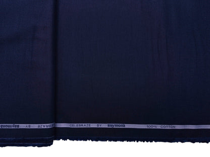Raymond 100% Premium Cotton Shirting Fabric (Midnight Blue, Dobby Design)
