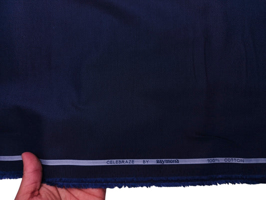 Raymond 100% Premium Cotton Shirting Fabric (Midnight Blue, Dobby Design)