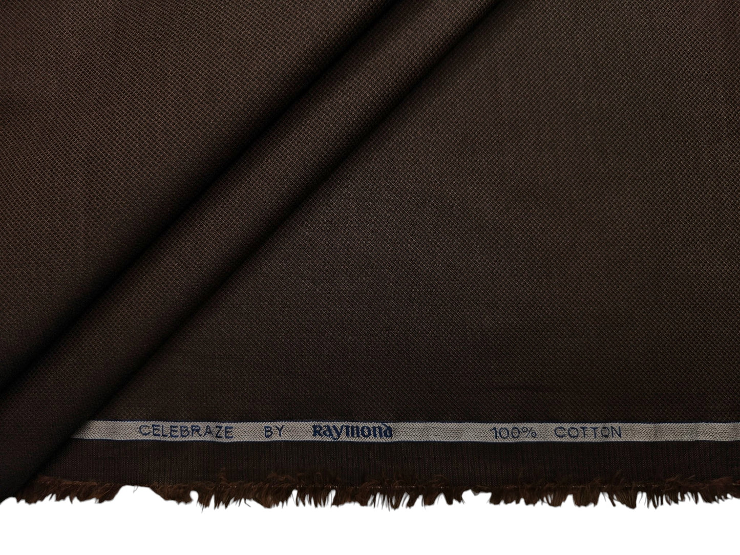 Raymond 100% Premium Cotton Shirting Fabric (Dark Brown, Dobby Design)