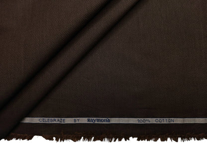 Raymond 100% Premium Cotton Shirting Fabric (Dark Brown, Dobby Design)