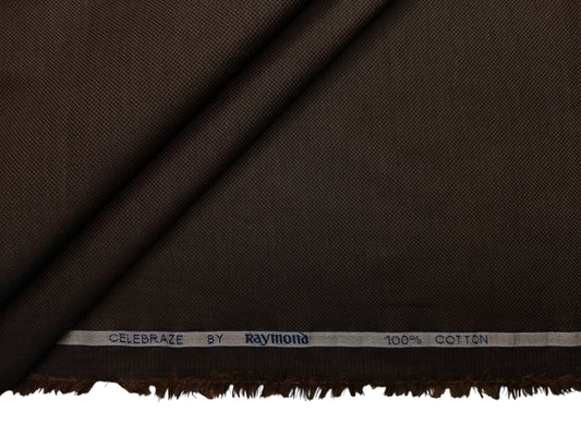 Raymond 100% Premium Cotton Shirting Fabric (Dark Brown, Dobby Design)