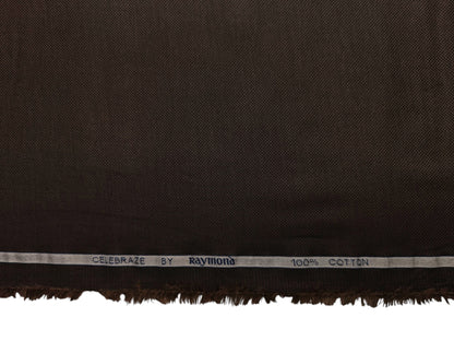 Raymond 100% Premium Cotton Shirting Fabric (Dark Brown, Dobby Design)
