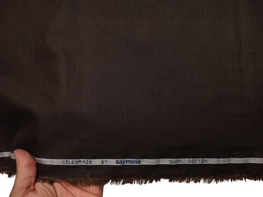 Raymond 100% Premium Cotton Shirting Fabric (Dark Brown, Dobby Design)