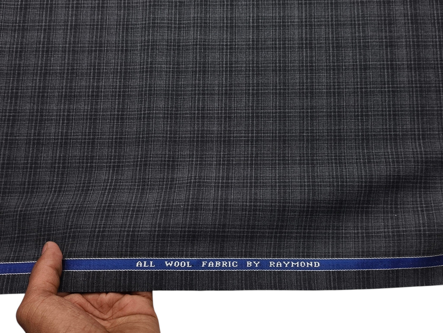 Raymond 100% Wool Premium Suiting Fabric (Grey, Checks)