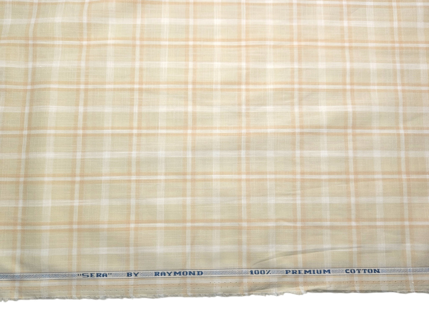 Raymond 100% Premium Cotton Shirting Fabric (Cream & White, Checks)