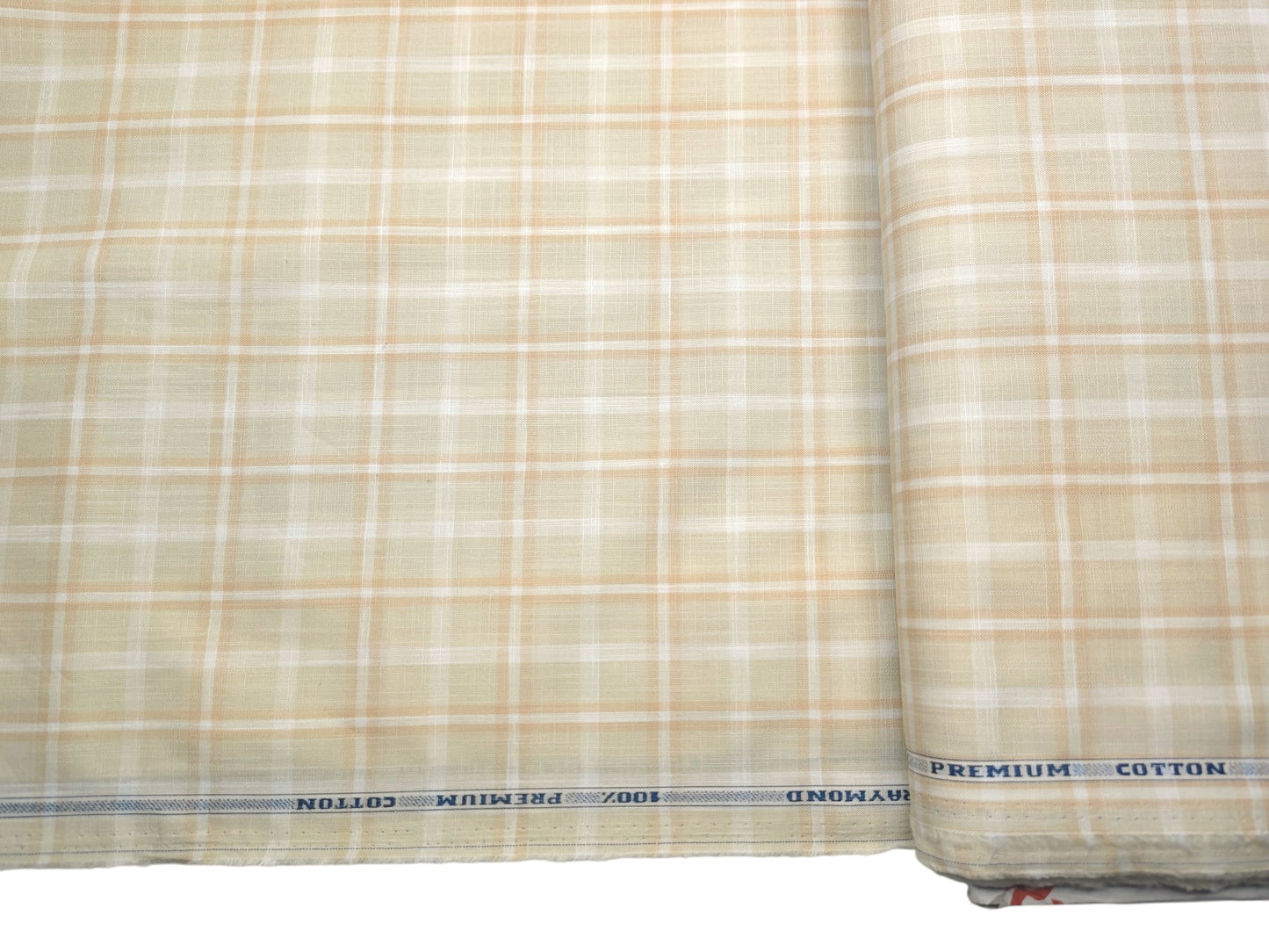 Raymond 100% Premium Cotton Shirting Fabric (Cream & White, Checks)