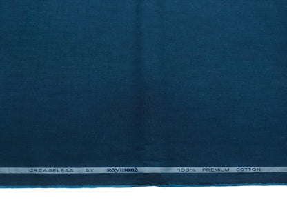Raymond 100% Premium Cotton Shirting Fabric (Teal Blue, Plain)