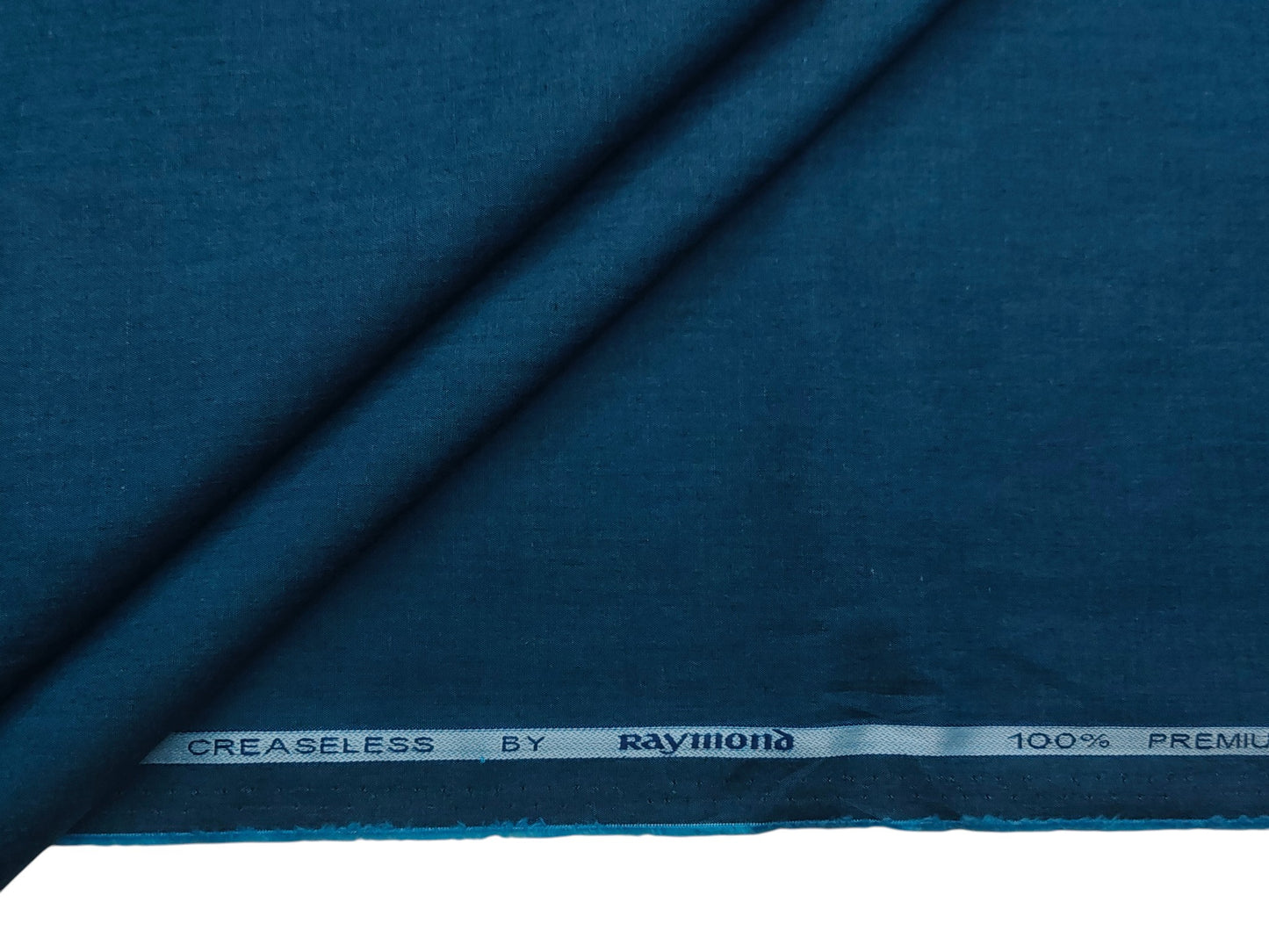 Raymond 100% Premium Cotton Shirting Fabric (Teal Blue, Plain)