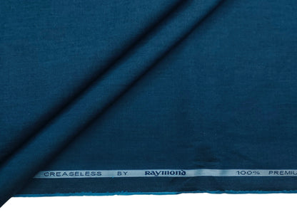 Raymond 100% Premium Cotton Shirting Fabric (Teal Blue, Plain)