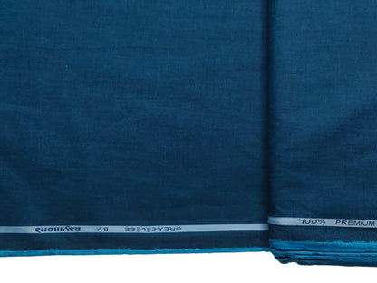 Raymond 100% Premium Cotton Shirting Fabric (Teal Blue, Plain)