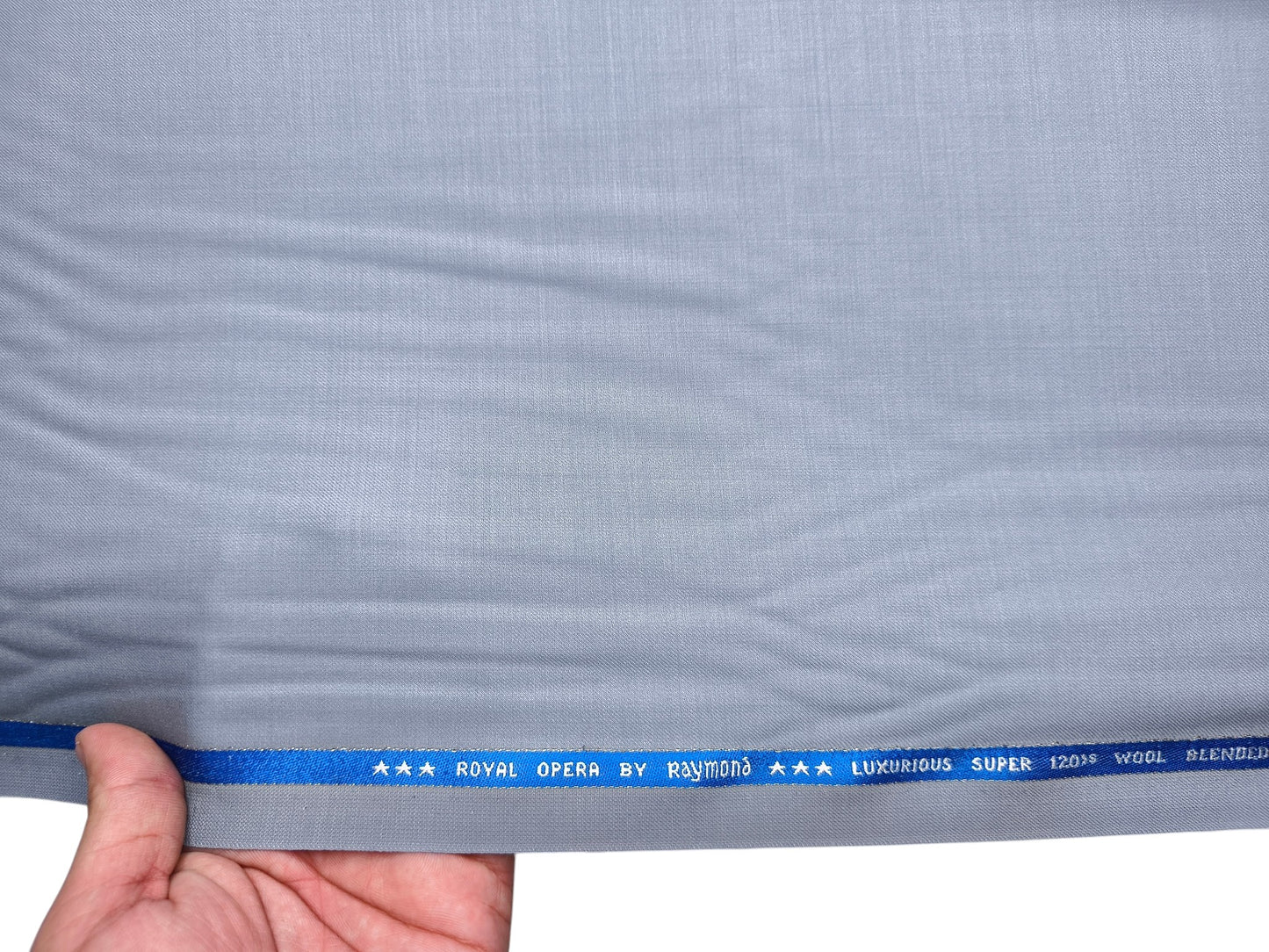 Raymond Royal Opera 70% Wool Super 120s Suiting Fabric (Light Blueish Grey, Plain)