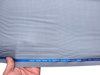 Raymond Royal Opera 70% Wool Super 120s Suiting Fabric (Light Blueish Grey, Plain)