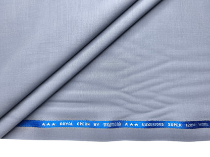 Raymond Royal Opera 70% Wool Super 120s Suiting Fabric (Light Blueish Grey, Plain)
