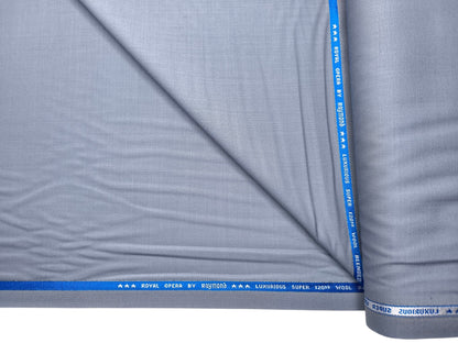 Raymond Royal Opera 70% Wool Super 120s Suiting Fabric (Light Blueish Grey, Plain)
