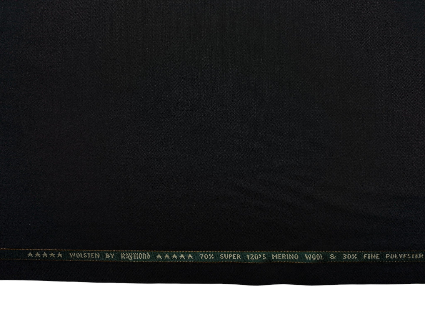 Raymond Wolsten 70% Wool Super 120s Suiting Fabric (Black, Plain)