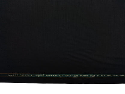 Raymond Wolsten 70% Wool Super 120s Suiting Fabric (Black, Plain)