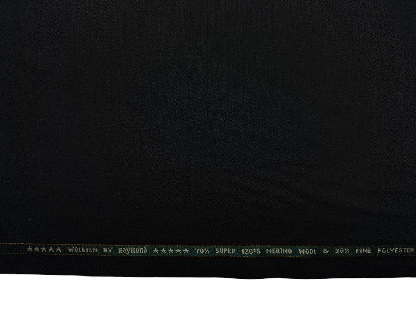 Raymond Wolsten 70% Wool Super 120s Suiting Fabric (Black, Plain)