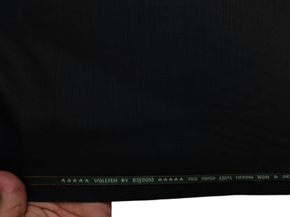 Raymond Wolsten 70% Wool Super 120s Suiting Fabric (Black, Plain)