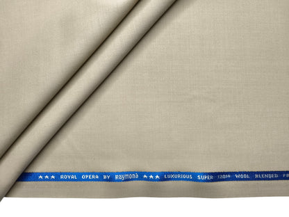 Raymond Royal Opera 70% Wool Super 120s Suiting Fabric (Light Beige, Plain)