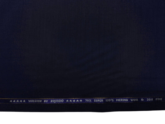 Raymond Wolsten 70% Wool Super 120s Suiting Fabric (Navy Blue, Plain)