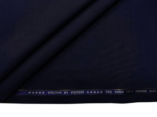 Raymond Wolsten 70% Wool Super 120s Suiting Fabric (Navy Blue, Plain)