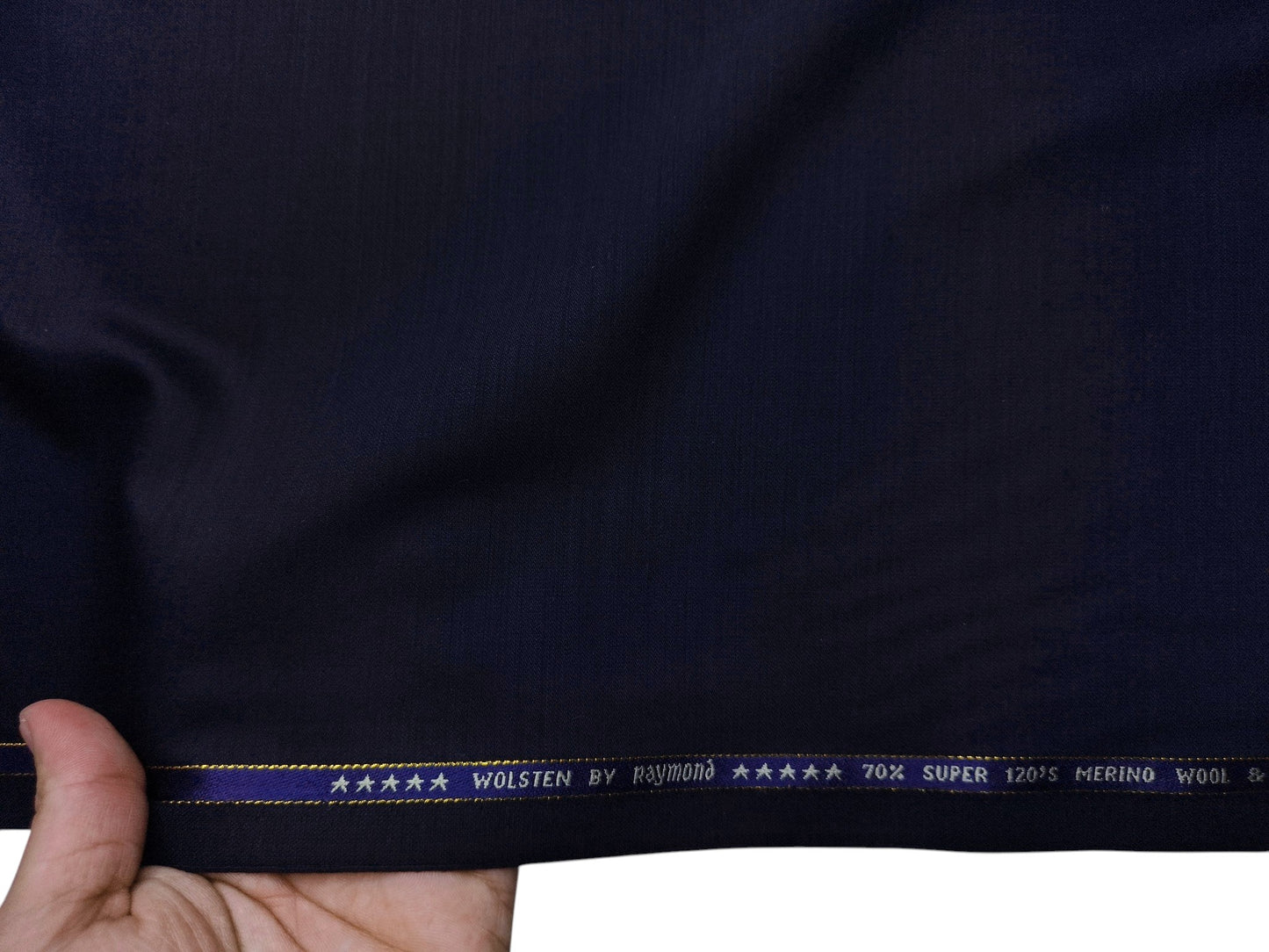 Raymond Wolsten 70% Wool Super 120s Suiting Fabric (Navy Blue, Plain)