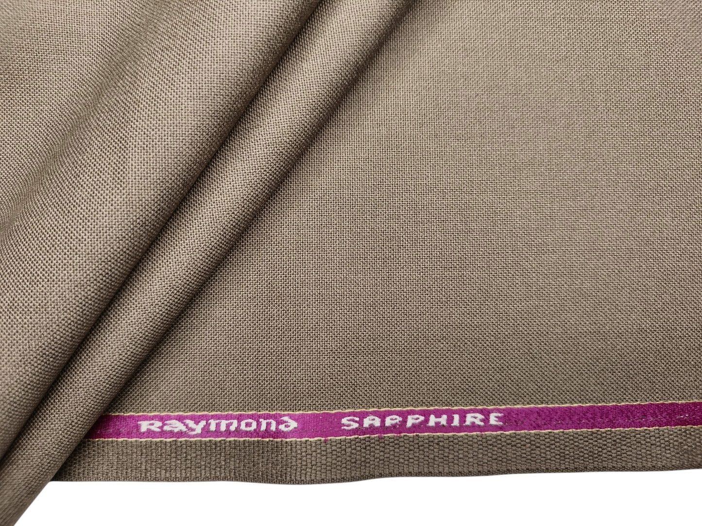 Raymond Sapphire Merino Wool Blended Suiting Fabric (Brown Taupe, Plain)