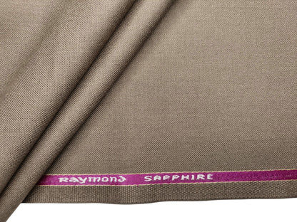 Raymond Sapphire Merino Wool Blended Suiting Fabric (Brown Taupe, Plain)