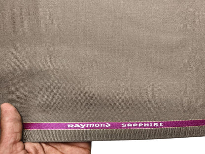 Raymond Sapphire Merino Wool Blended Suiting Fabric (Brown Taupe, Plain)