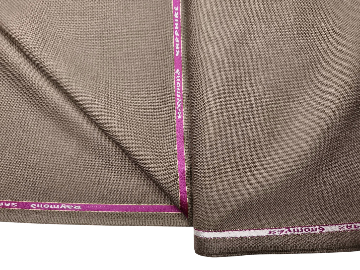 Raymond Sapphire Merino Wool Blended Suiting Fabric (Brown Taupe, Plain)
