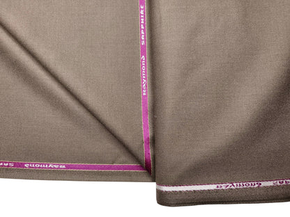 Raymond Sapphire Merino Wool Blended Suiting Fabric (Brown Taupe, Plain)