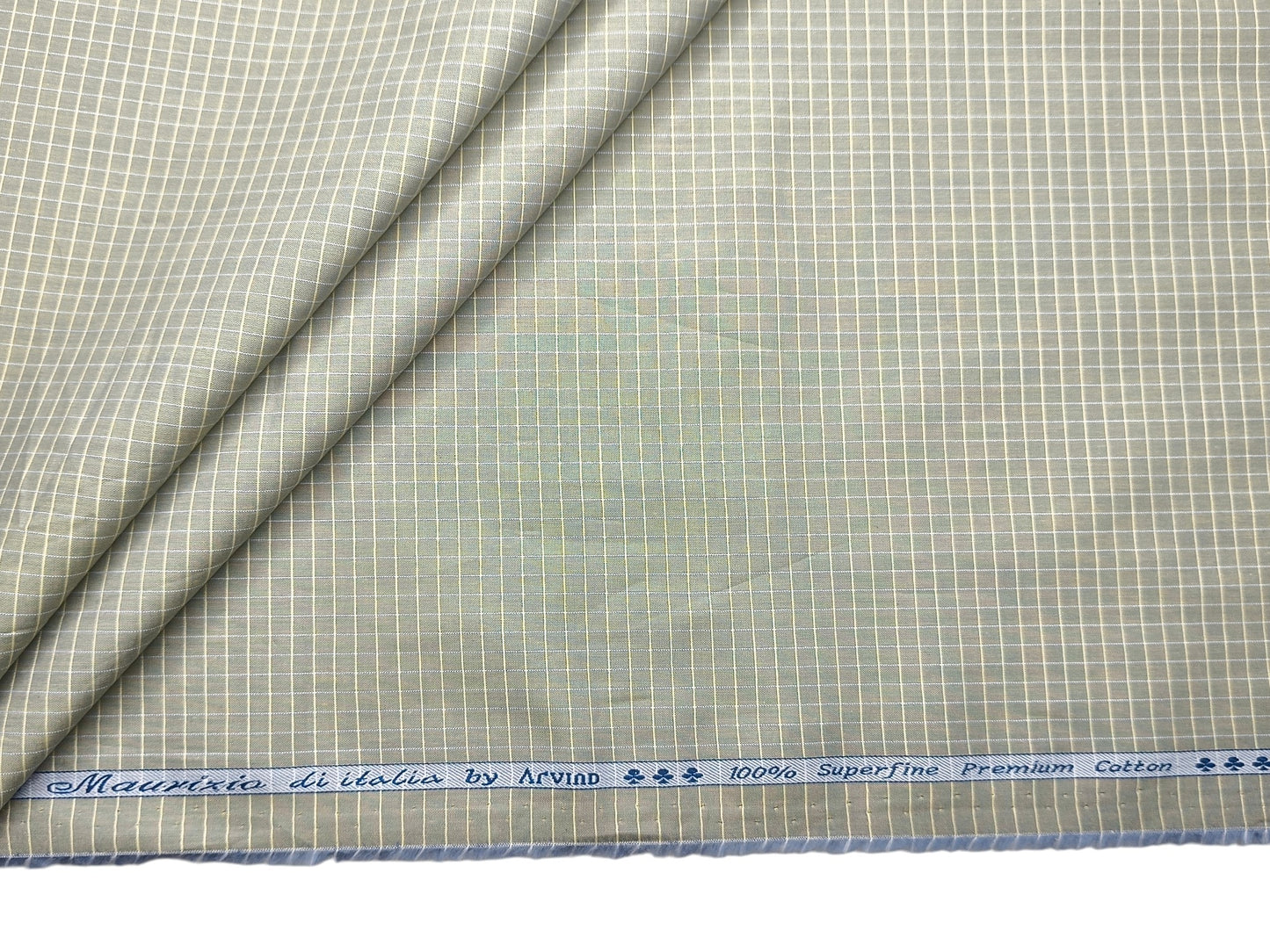 Arvind 100% Superfine Premium Cotton Shirting Fabric (Pista Green, Checks)