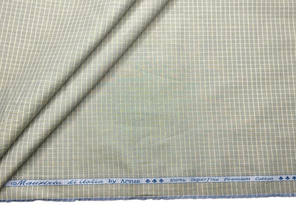 Arvind 100% Superfine Premium Cotton Shirting Fabric (Pista Green, Checks)
