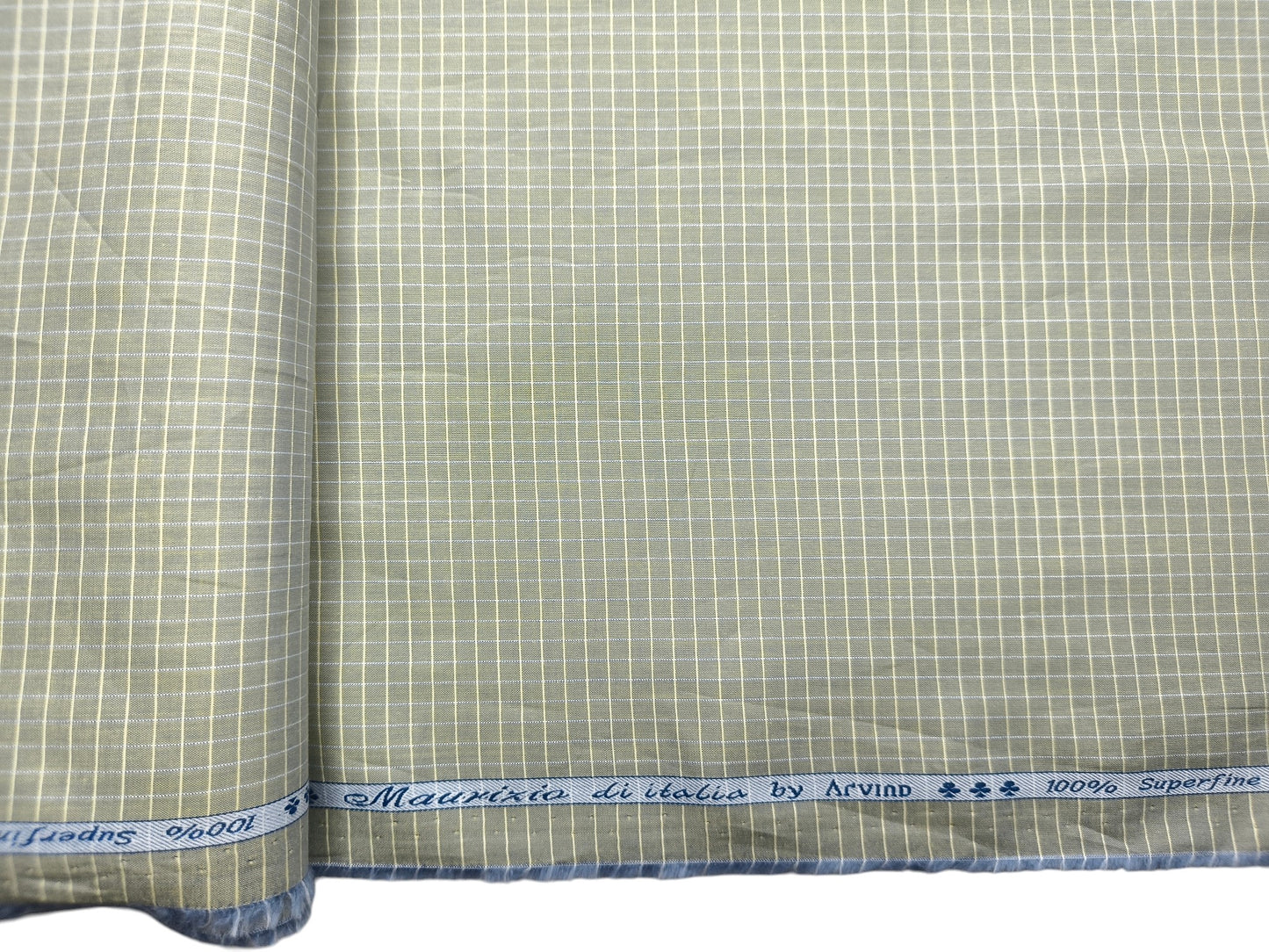 Arvind 100% Superfine Premium Cotton Shirting Fabric (Pista Green, Checks)
