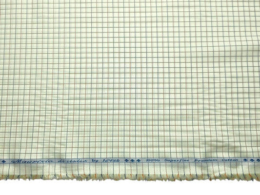 Arvind 100% Superfine Premium Cotton Shirting Fabric (Yellow, Checks)