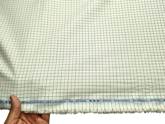 Arvind 100% Superfine Premium Cotton Shirting Fabric (Yellow, Checks)