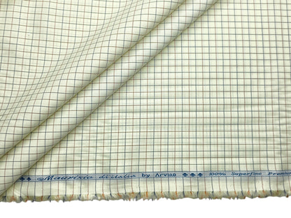 Arvind 100% Superfine Premium Cotton Shirting Fabric (Yellow, Checks)