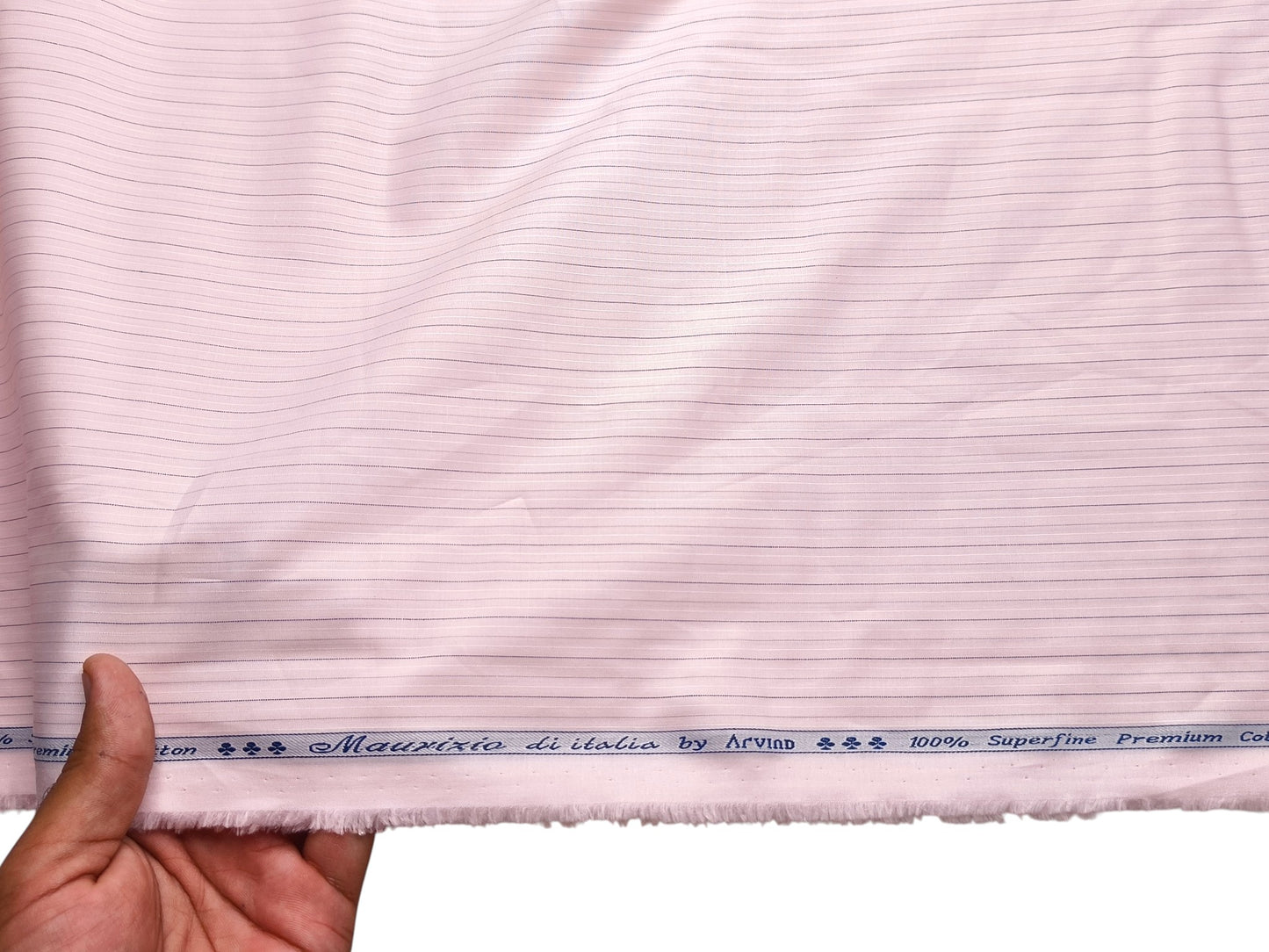 Arvind 100% Superfine Premium Cotton Shirting Fabric (Pink, Striped)